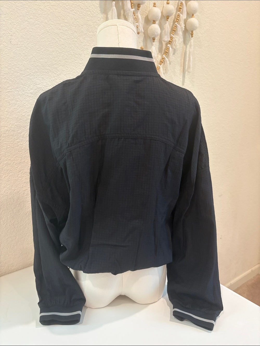 JoyLab Black Zip-Front Bomber Jacket with Contrast Stripes - Picture 4 of 4